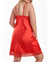 iCollection Plus Ultra Soft Satin and Lace Chemise