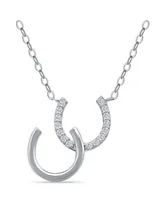 Giani Bernini Cubic Zirconia Pave Polish Double Horseshoe Necklace in Sterling Silver