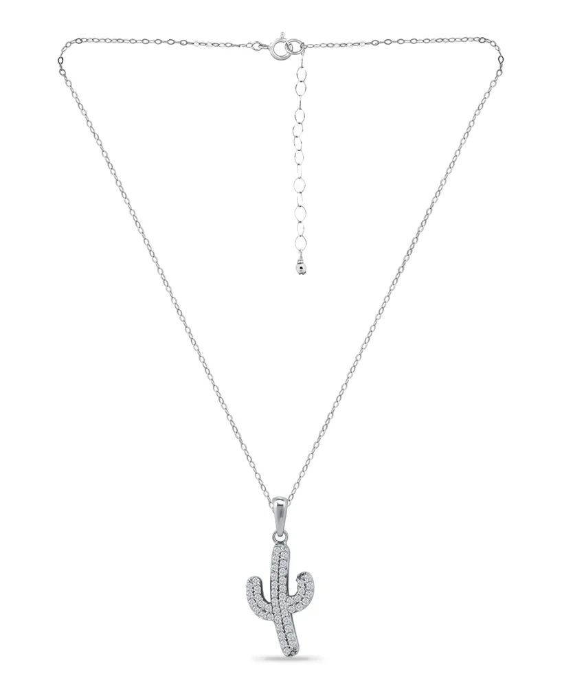 Giani Bernini Cubic Zirconia Pave Cactus Pendant Necklace in Sterling Silver