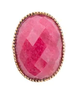 Barse Rosie Bronze and Genuine Faceted Raspberry Quartz Statement Ring