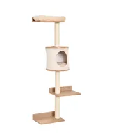 4-Level Wall Mounted Cat Tree Activity Center w/ Bed Scratching Posts