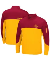 Men's Colosseum Cardinal, Gold Iowa State Cyclones Triple Dog Dare Quarter-Zip Jacket