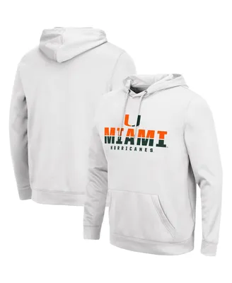 Men's Colosseum White Miami Hurricanes Lantern Pullover Hoodie