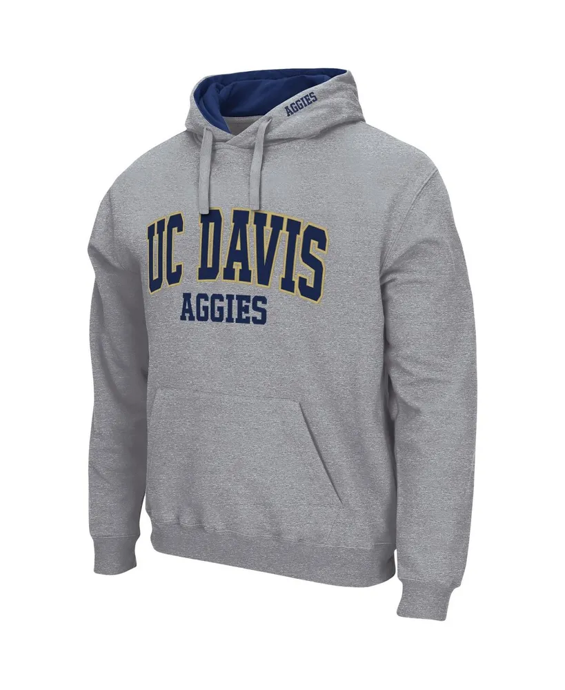 Men's Colosseum Heathered Gray Uc Davis Aggies Arch and Logo Pullover Hoodie