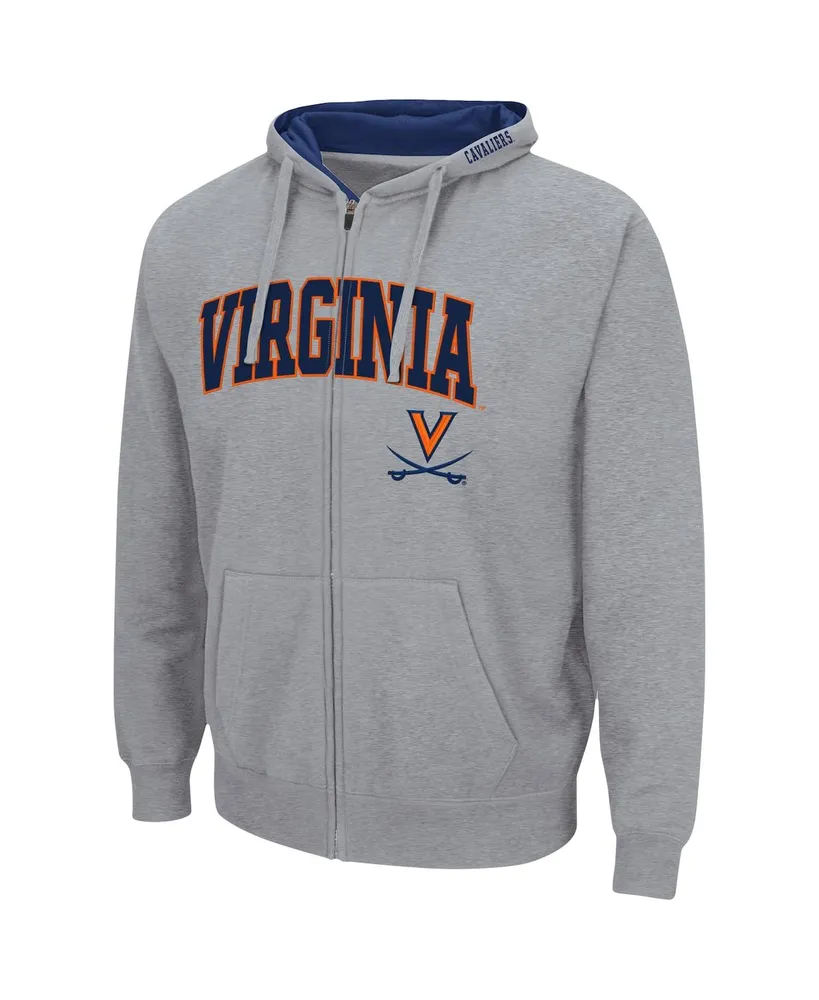 Men's Colosseum Heathered Gray Virginia Cavaliers Arch and Logo 3.0 Full-Zip Hoodie