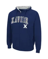 Men's Colosseum Navy Xavier Musketeers Arch & Logo 3.0 Full-Zip Hoodie