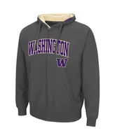 Men's Colosseum Charcoal Washington Huskies Arch & Logo 3.0 Full-Zip Hoodie