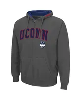 Men's Colosseum Charcoal UConn Huskies Arch and Logo 3.0 Full-Zip Hoodie