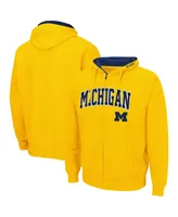 Men's Colosseum Maize Michigan Wolverines Arch and Logo 3.0 Full-Zip Hoodie