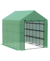 Outsunny Greenhouse 8' x 6' x 7', Walk-in Hot House, 18 shelves, for Plants