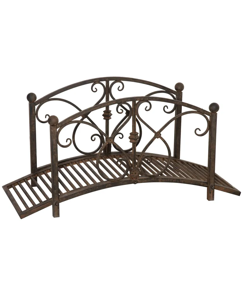 Outsunny Metal Garden Bridge 3.3', Safety Railings, Outdoor Decor for Pond