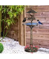 Outsunny 3-in-1 Outdoor Pedestal Bird Bath Garden Decor Feeder Planter