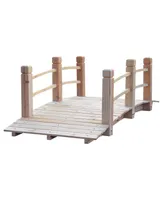 Outsunny 5ft Wooden Garden Bridge Lawn Decor Arc Stained Finish Walkway Natural