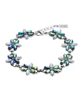 2028 Silver-Tone Flower Crystal Ab Bracelet