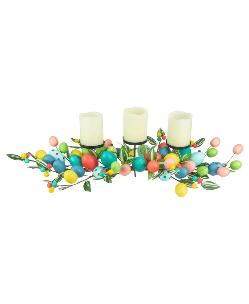 Colorful Easter Egg Pillar Candle Holder Centerpiece, 32" - Multi