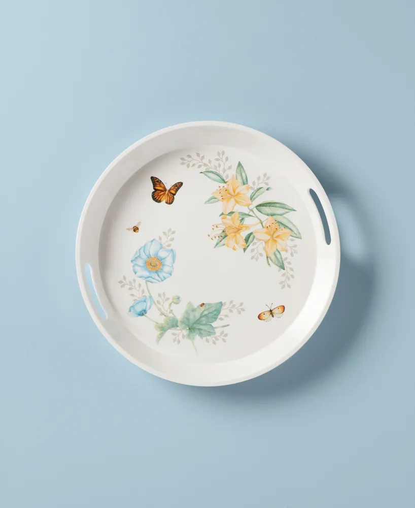 Lenox Butterfly Meadow Collection Melamine Large Round Handled Tray