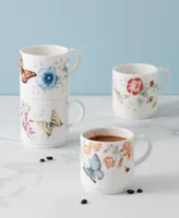 Lenox Butterfly Meadow Kitchen Stack Mugs Set/4, Created for Macy's - White With Multi