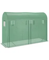 Outsunny Walk-in Greenhouse, Hot House, Zipper Windows & Doors, Green