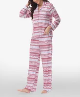 Beautyrest Women's Printed Long Sleeve Notch-Collar Pajama Set, 2 Piece