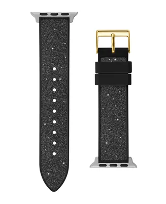 Guess Women's Black Glitz Flexible Silicone Strap 42mm, 43mm ,44mm Apple Watch Band