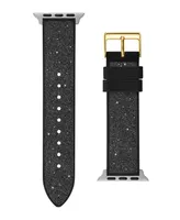 Guess Women's Black Glitz Flexible Silicone Strap 42mm, 43mm ,44mm Apple Watch Band