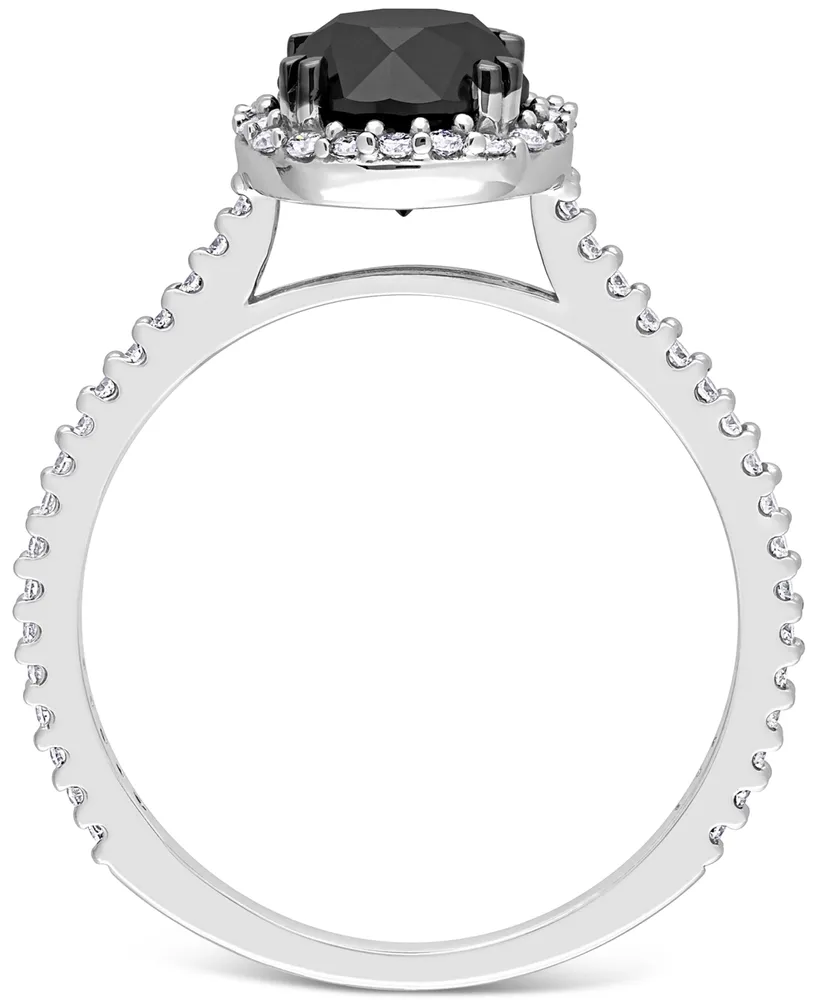 Black Diamond (1 ct. t.w.) & White (1/4 Halo Engagement Ring 14k Gold