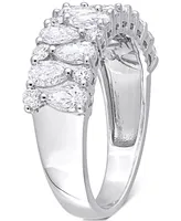 Diamond Pear & Round Semi-Eternity Cluster Ring (2 ct. t.w.) 14k White Gold