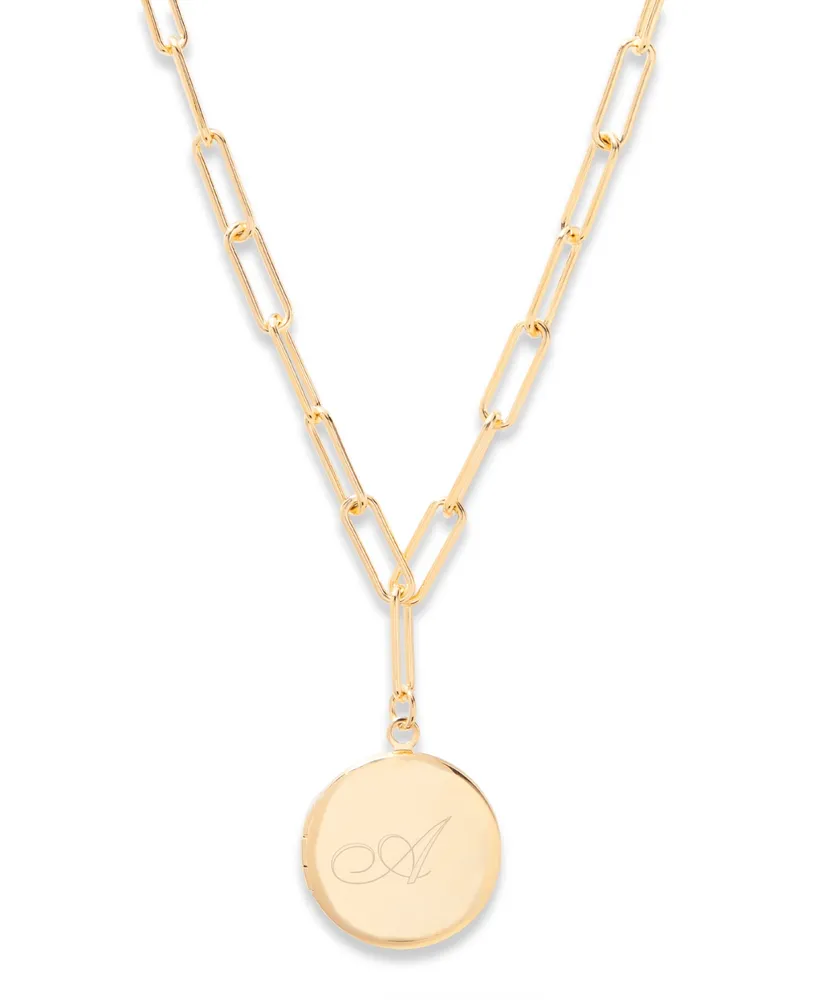 brook & york Isla Initial Elongated Link Locket Necklace - K Gold Plated