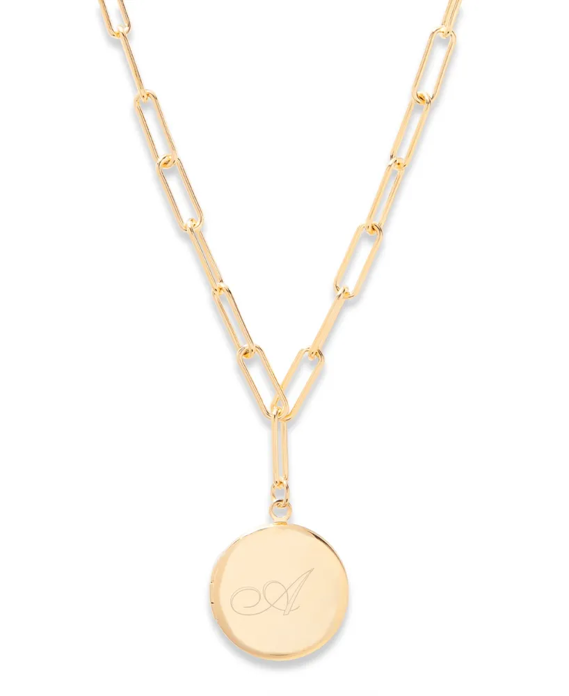 brook & york Isla Initial Elongated Link Locket Necklace - 14K Gold Plated