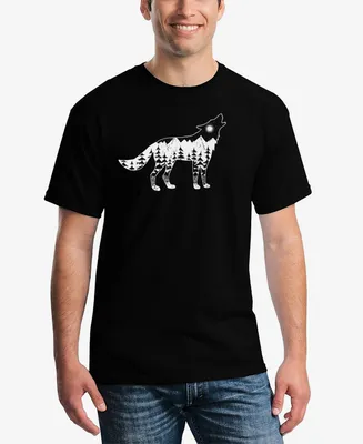 La Pop Art Men's Howling Wolf Word Short Sleeve T-shirt
