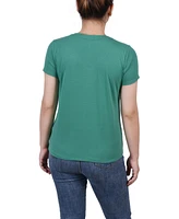 Ny Collection Petite Short Sleeve T-shirt with Stone Details