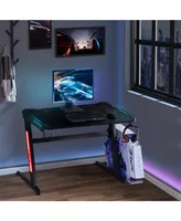 Homcom 47" Computer Gaming Desk w/ Led Lighting Strips & Headphone Hook