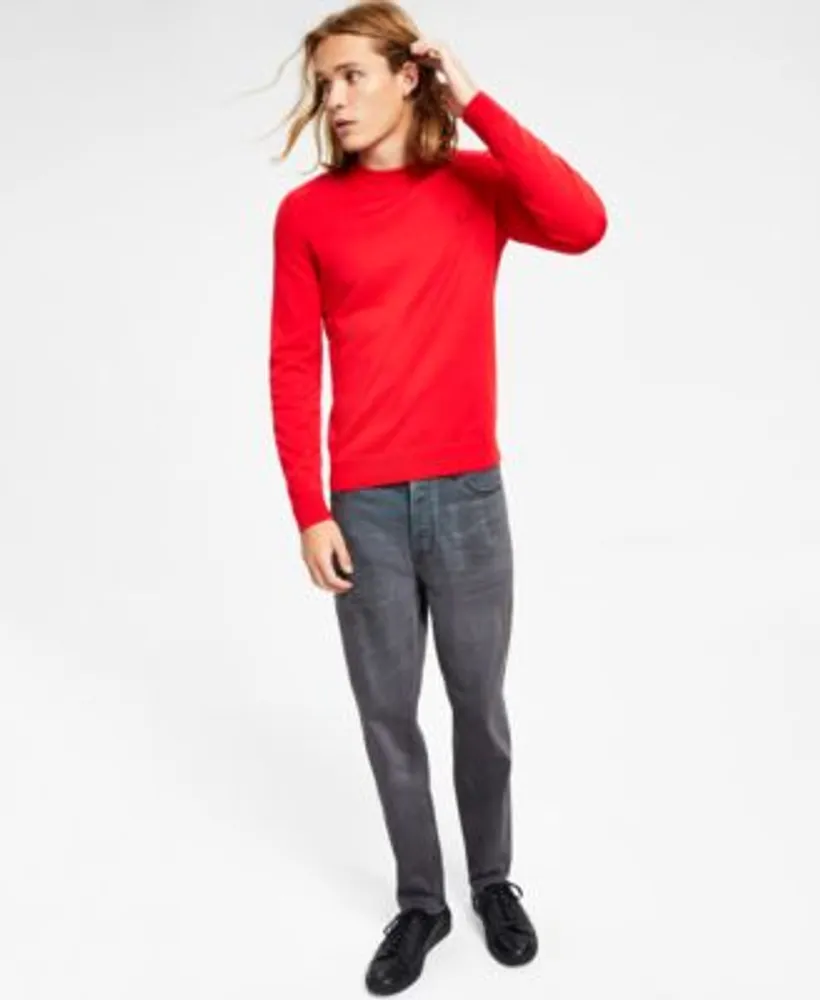 Hugo By Hugo Boss Mens San Cassius Classic Fit Logo Sweater Tapered Fit Stretch Jeans