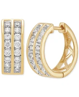 Grown With Love Men's Lab Grown Diamond Channel-Set Small Hoop Earrings (1 ct. t.w.) in 10k Gold, 15mm