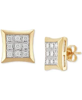 Grown With Love Men's Lab Grown Diamond Square Cluster Stud Earrings (1/2 ct. t.w.) in 10k Gold