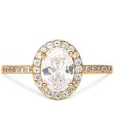 Giani Bernini Cubic Zirconia Oval Halo Ring in Gold-Plated Sterling Silver, Created for Macy's