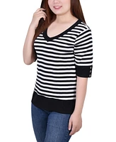 Ny Collection Petite Elbow Sleeve T-shirt