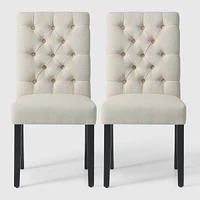 WestinTrends Upholstered Button Tufted Dining Side Chair Set of 2