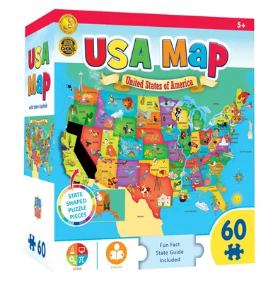 Masterpieces Explorers - Usa Map with State Shaped pieces 60 Piece Kids Puzzle