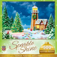 Masterpieces 500 Piece Glitter Christmas Puzzle Gingerbread Lighthouse