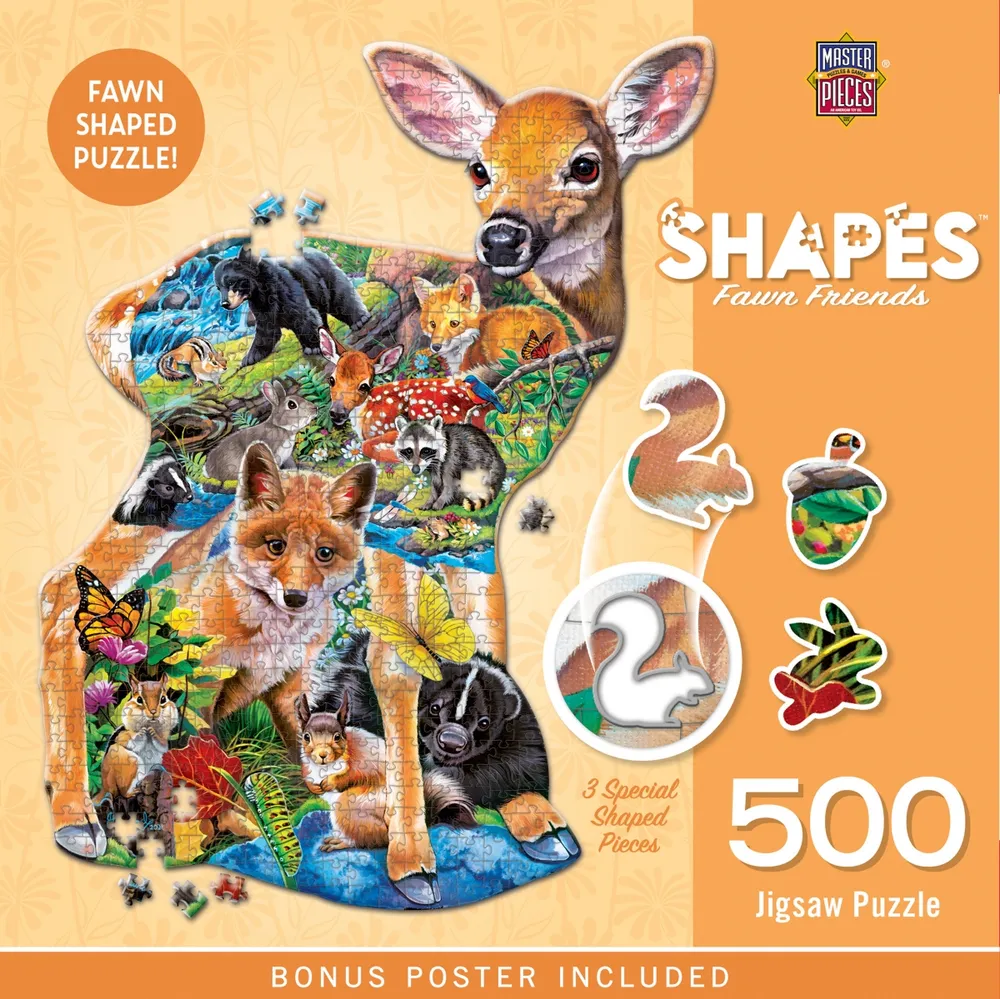 Masterpieces Shapes - Fawn Friends 500 Piece Jigsaw Puzzle for Adults