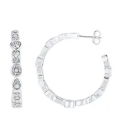 And Now This Crystal Multi Shape Stone in Fine Silver Plated C Hoop Earring - Fine Silver