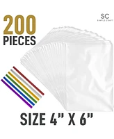 4 x 6 Inches Clear Cellophane Candy Bags With Ties - 200 Piece