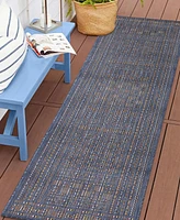 Liora Manne' Panel Stripe 1'11" x 7'6" Runner Outdoor Area Rug