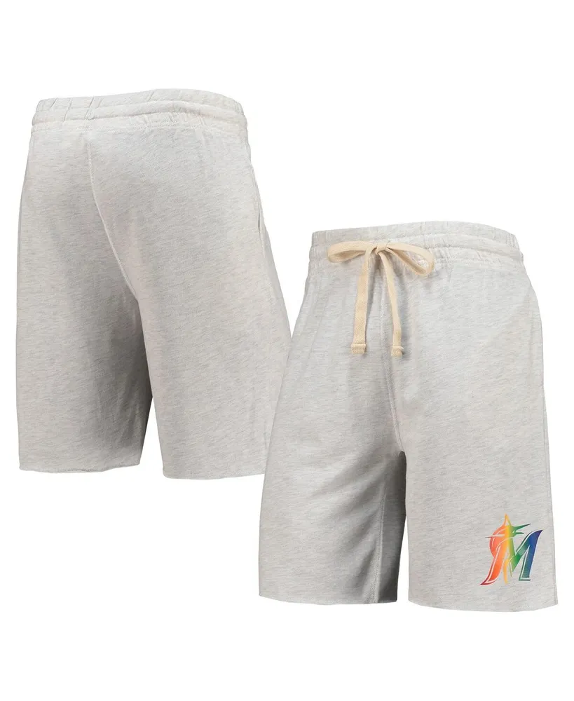 Men's Concepts Sport Oatmeal Miami Marlins Mainstream Logo Terry Tri-Blend Shorts