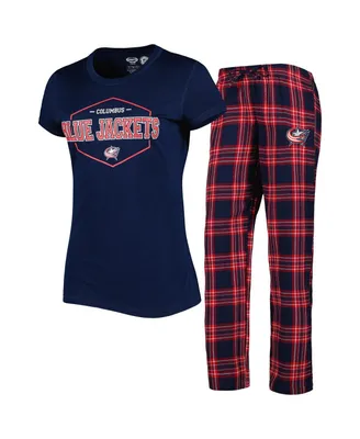 Women's Concepts Sport Navy, Red Columbus Blue Jackets Badge T-shirt and Pants Sleep Set