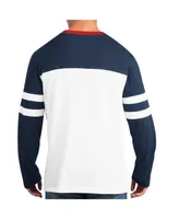 Men's Starter Navy, White New England Patriots Halftime Long Sleeve T-shirt