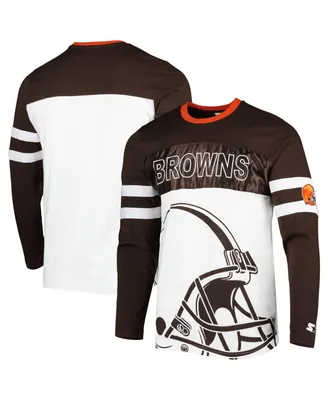 Men's Starter Brown, White Cleveland Browns Halftime Long Sleeve T-shirt