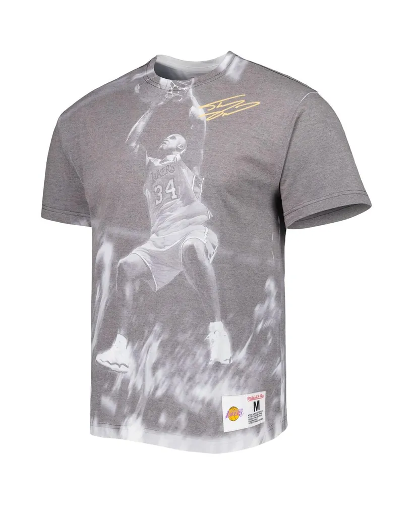Men's Mitchell & Ness Shaquille O'Neal Gray Los Angeles Lakers Above The Rim Sublimated T-shirt
