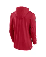 Men's Nike Scarlet San Francisco 49ers Sideline Pop Performance Pullover Long Sleeve Hoodie T-shirt